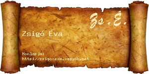 Zsigó Éva névjegykártya